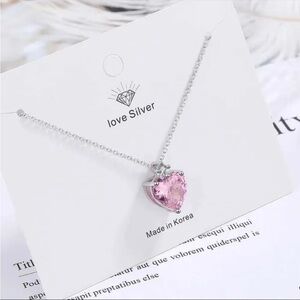 Fashion Jewelry Pink and Silver Heart Necklace